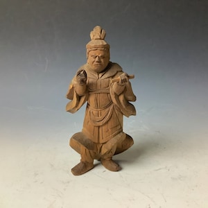 Japanese Wood carving Buddhist Statue of &quot;Komokuten&quot; H.5.5inch/ 14cm
