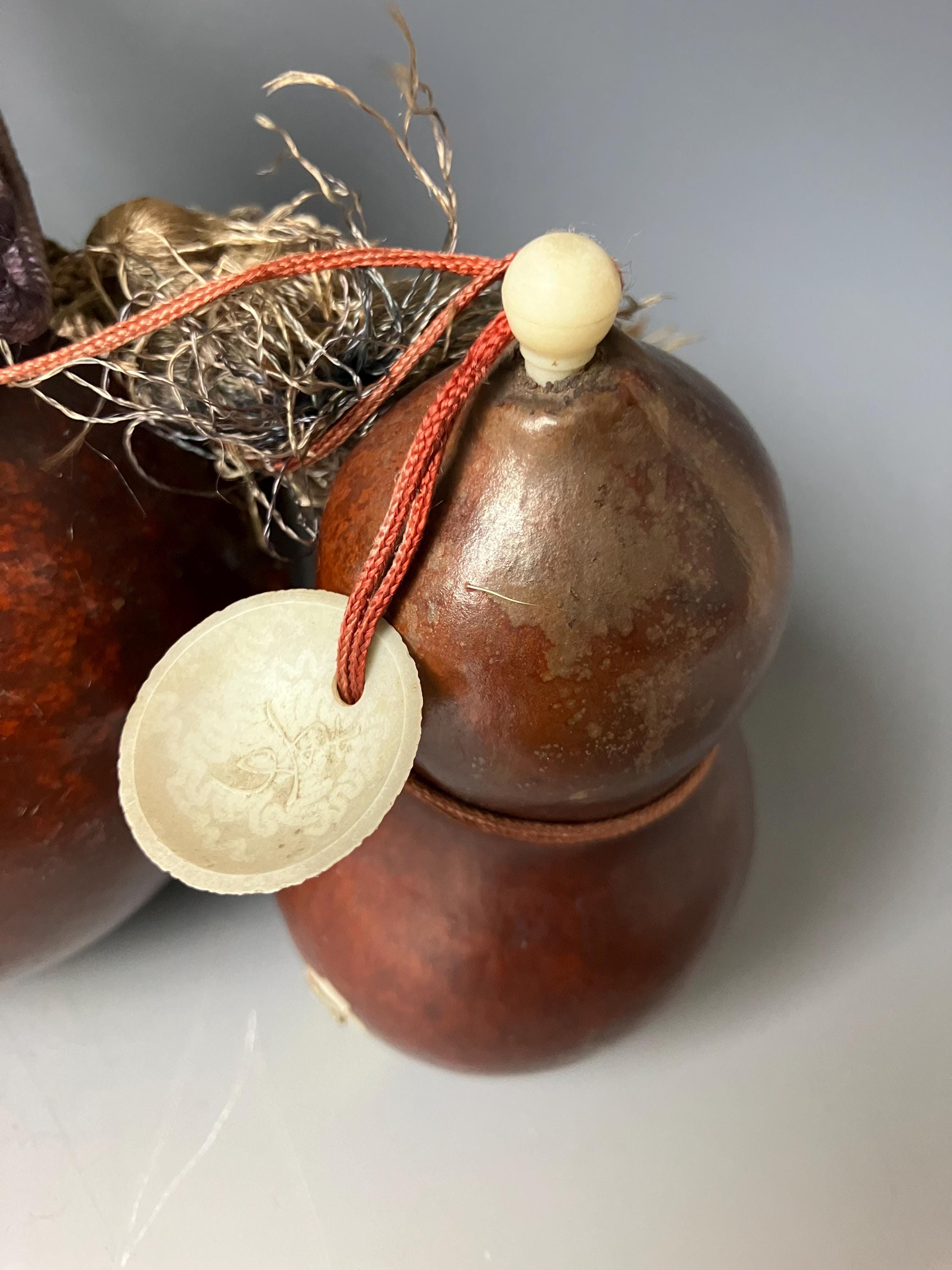 Set of 3 Japanese Lacquered Calabash Ornaments | Hyotan Gourd