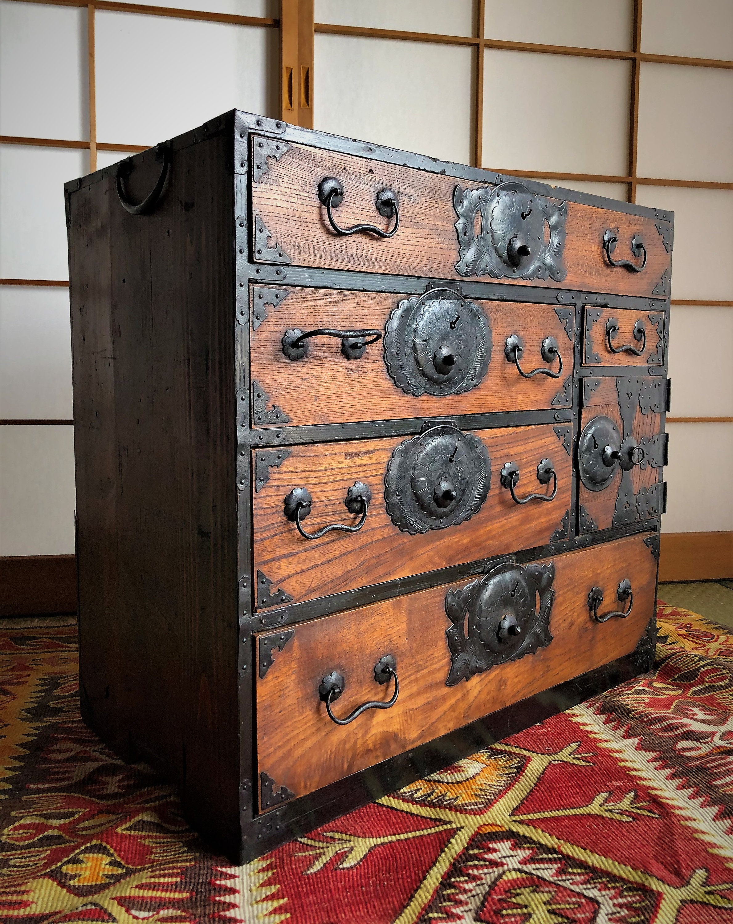 Muebles japoneses antiguos gabinete de madera Isho Dansu | Etsy