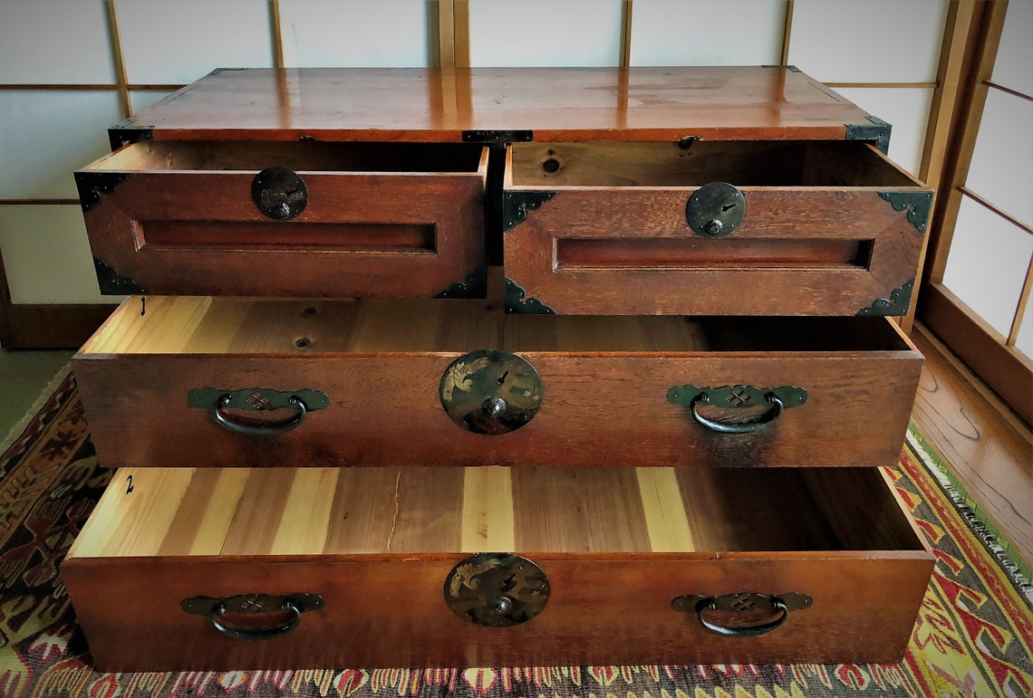 Antique Japanese Furniture Interior 1900s Tansu Craft Etsy