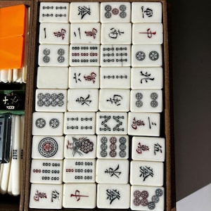 Juego de Mahjong Japonés Vintage con Estuche - Fichas, Dados y Palillos Completos imagen 5