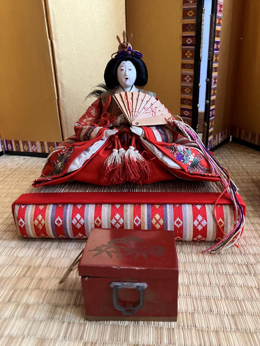 Antique Japanese Hina Dolls Set – Emperor & Empress With Lacquered