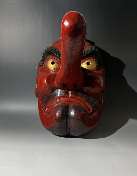 BIG Japanese Antique Tengu Mask - Length 17 inches View 3