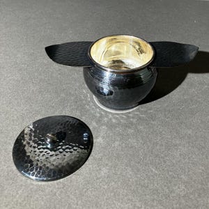 Vintage Japanese Metal Tea Cup Filter Silver Black Hammered Tea Strainer 2.36 in Traditional Tea Ware