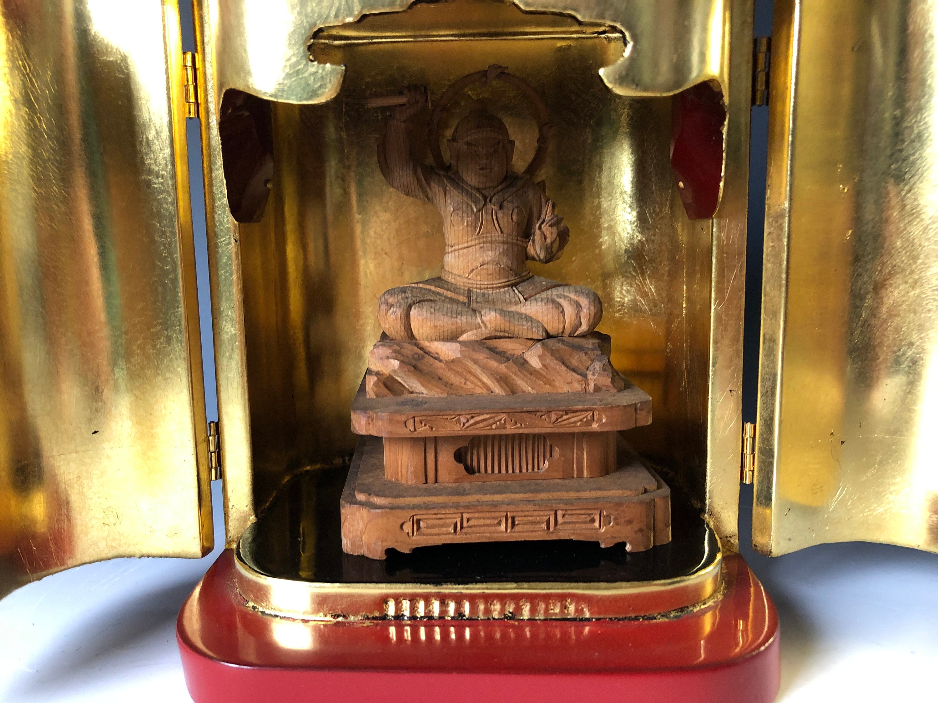 Zushi Cabinet Wood Sculpture of Myoken God of Big Dipper H