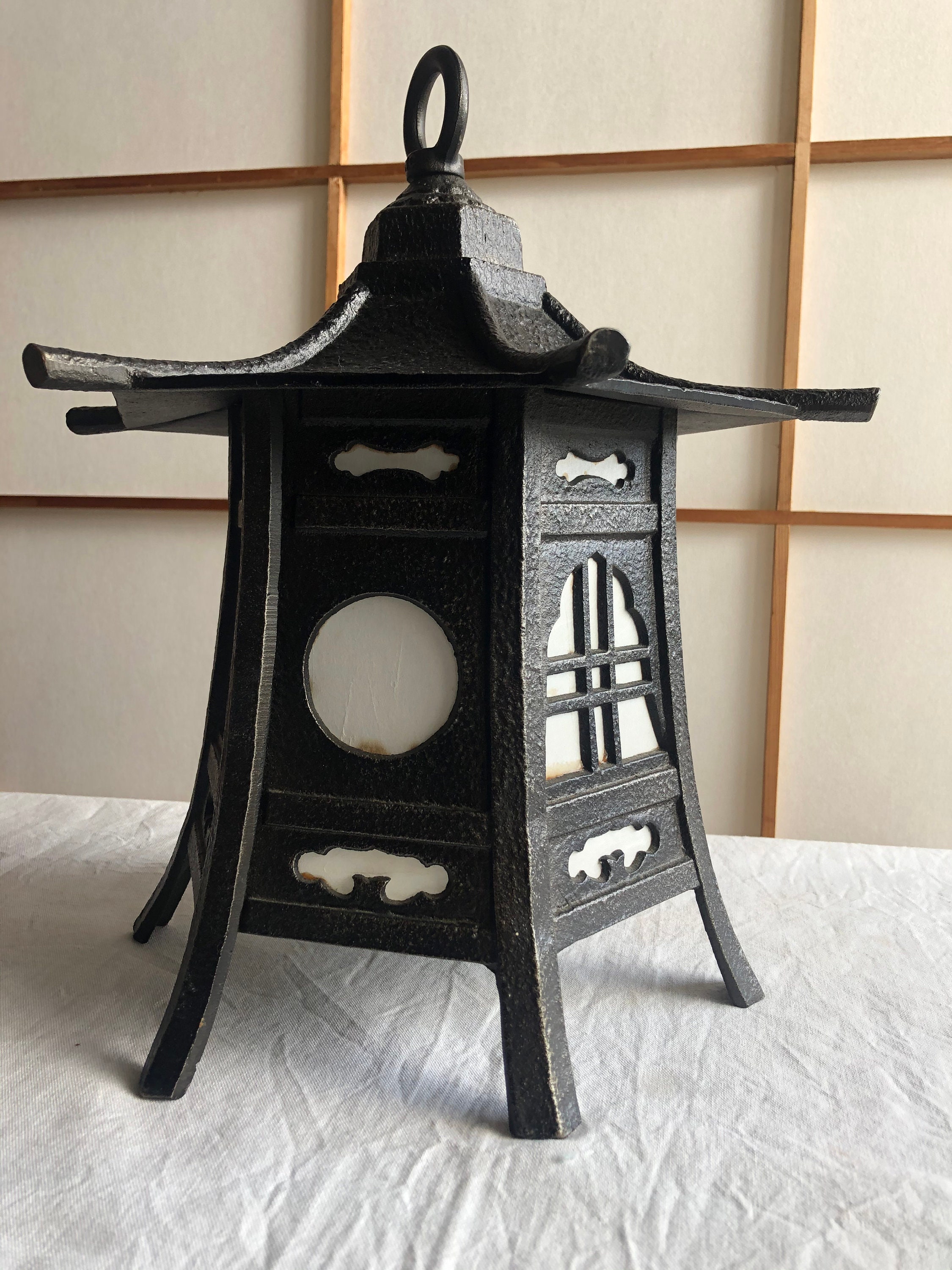 Japanese Vintage Hanging Lantern Garden Iron Tsuridoro Etsy