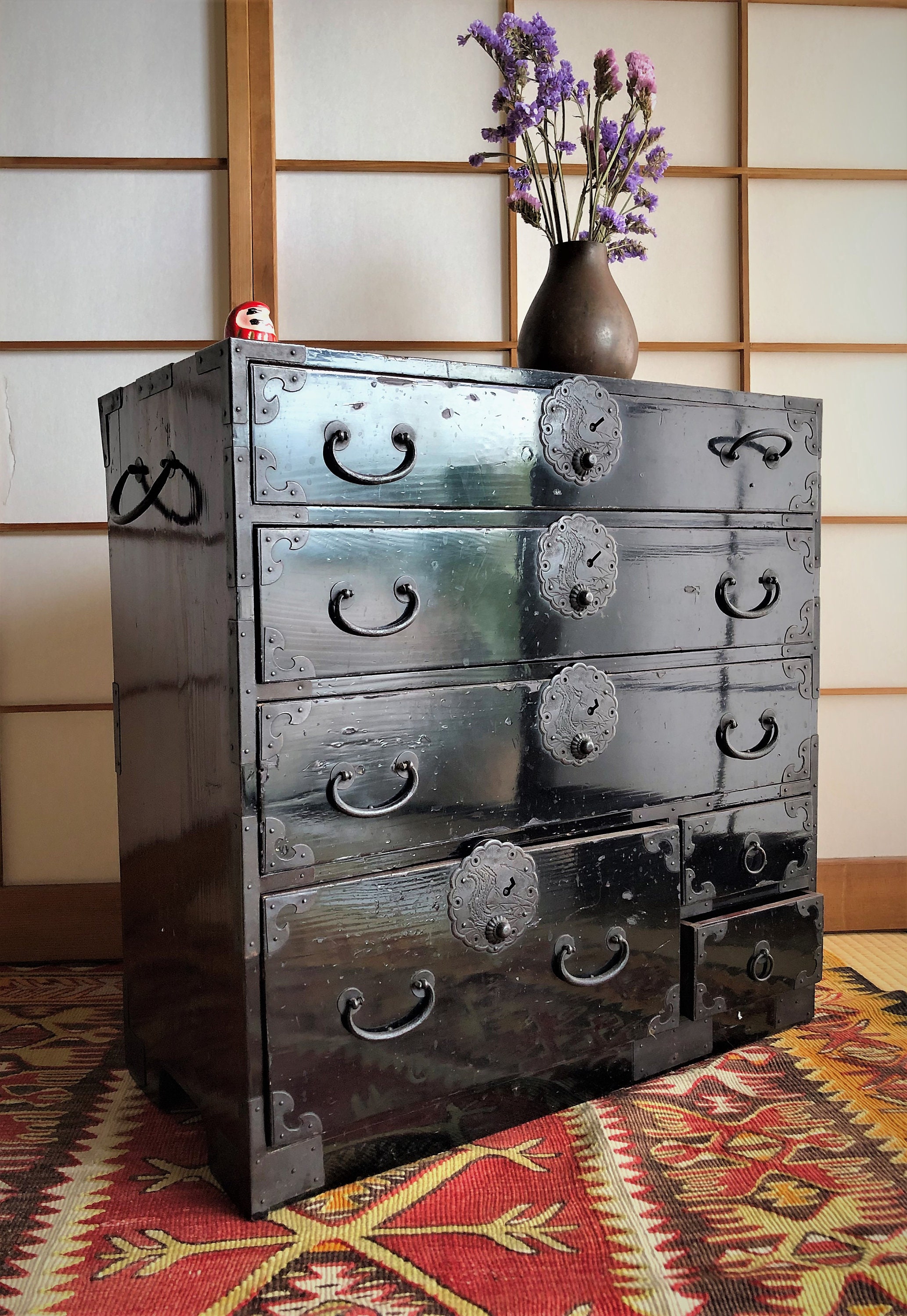 Muebles japoneses antiguos Muebles Muebles Archivador Isho Etsy