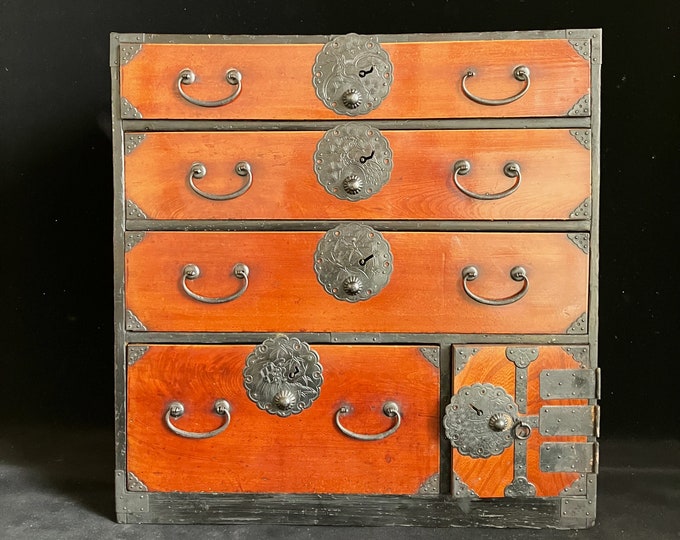 Antique Japanese Furniture Tansu Chest 19th Tansu H.22.4inches