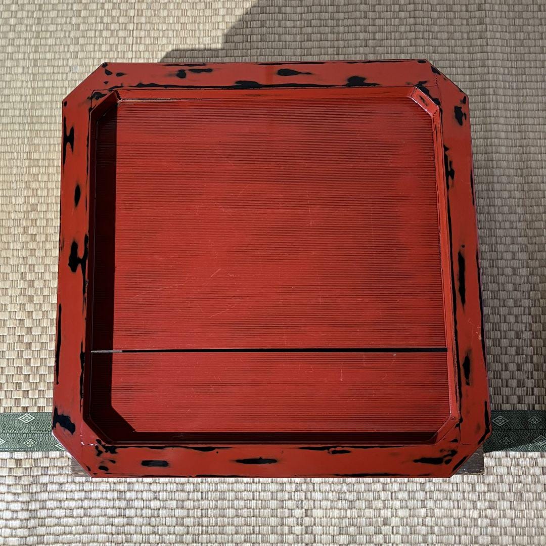 Antique Japanese Negoro Low Table – Red Urushi Lacquer Furniture
