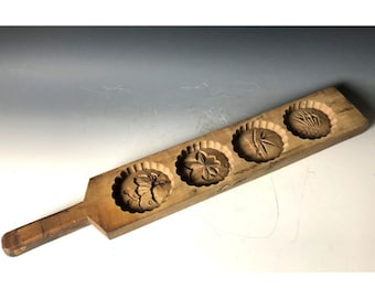 Een houten cakevorm | Handgesneden handwerk uit Japan | Kashigata | Japanse bakkerij | esdoornblad, bamboe, iris gesneden ontwerp