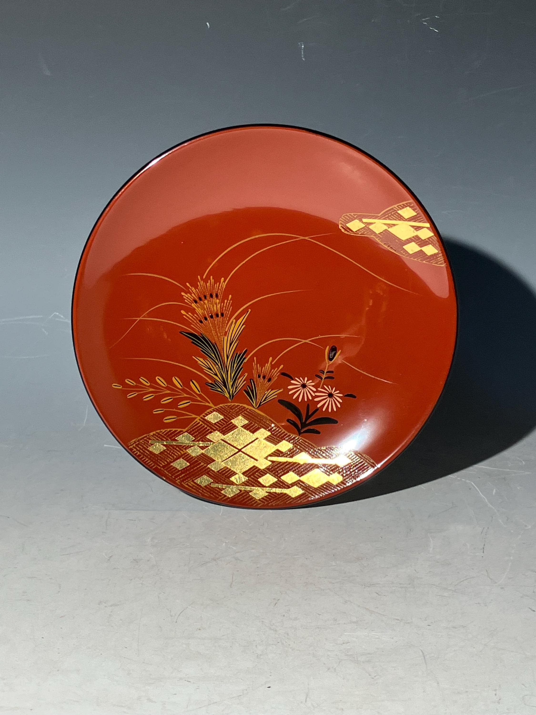 Set of 5 Japanese Lacquer Plates With Gold Design & Wooden Box - Etsy