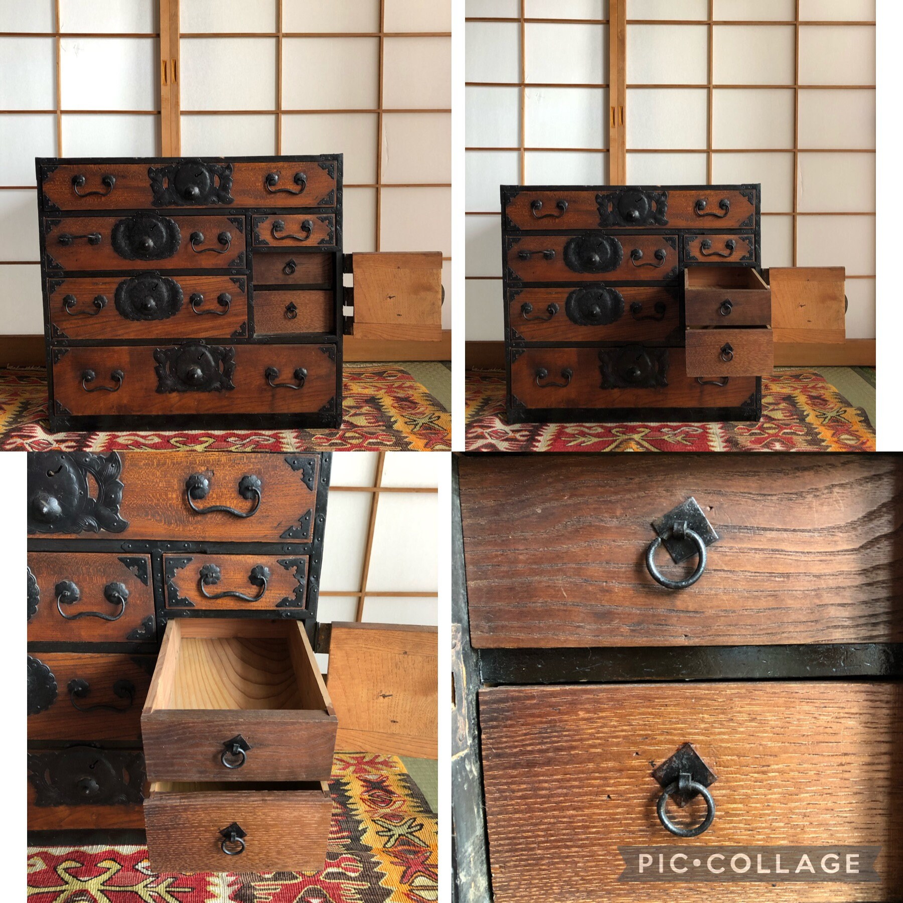Muebles japoneses antiguos de madera Isho Dansu Etsy