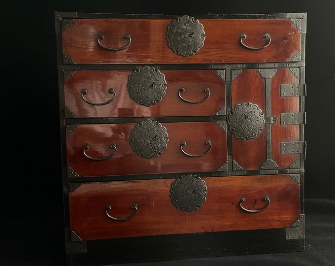 Antique Japanese Furniture Tansu Chest 19th Tansu H.22.4inches