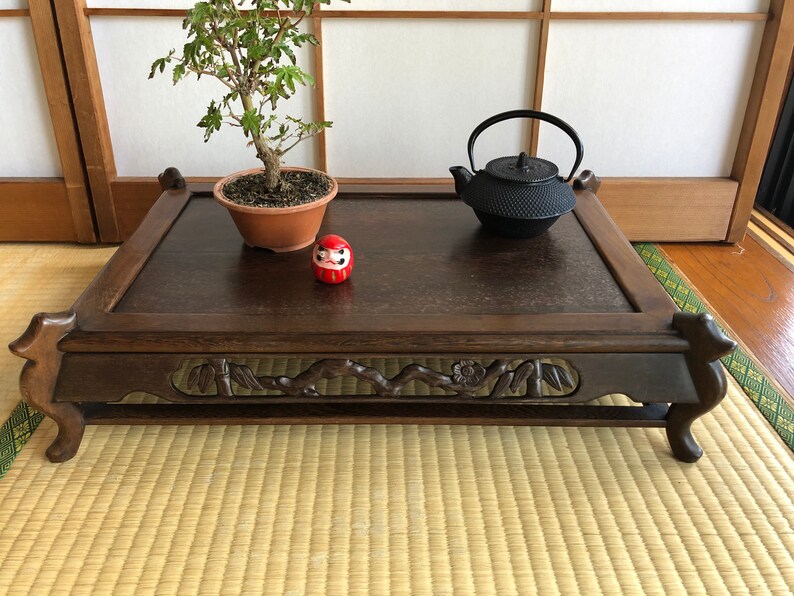 Japanese Wooden Bonsai Stand Table Hand Carved Display Stand Etsy