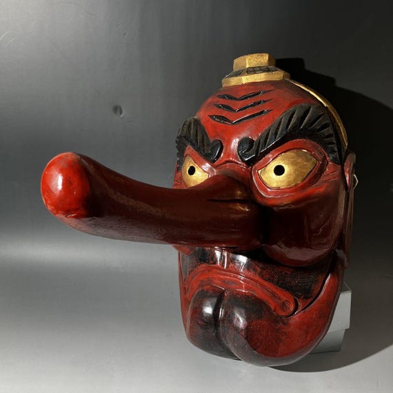 BIG Japanese Antique Tengu Mask - Length 17 inches