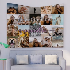 Birthday Backdrop Wall Hanging, Photo Backdrop, Picture Birthday Party Tapestry, Party Decor, Birthday Backdrop Photo Collage