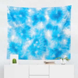 Tie Dye Tapestry, Blue Tie Dye Wall Hanging, Tie Dye Fabric