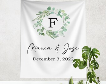 Personalized Wedding Tapestry: Custom Name & Date Backdrop