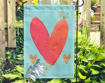 Valentine's Day Garden Flag, Valentine Decor, Spring Yard Decor, RV Campsite Gift, Welcome Flag, Yard Art, Outdoor Decor, Heart