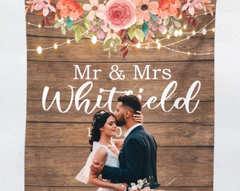 Custom Wedding Backdrop, Wedding Tapestry for Reception, Wedding Wood Background Decoration, Custom Wedding Backdrop