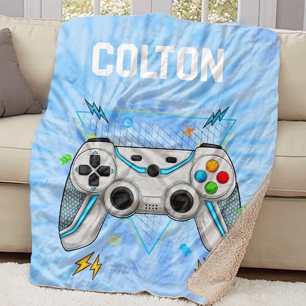 Gamer Blanket, Gaming Room Decor, Gaming Blanket, Custom Christmas Gifts, Personalized Blanket For Kids, Custom Teenage Gift, Birthday Gift