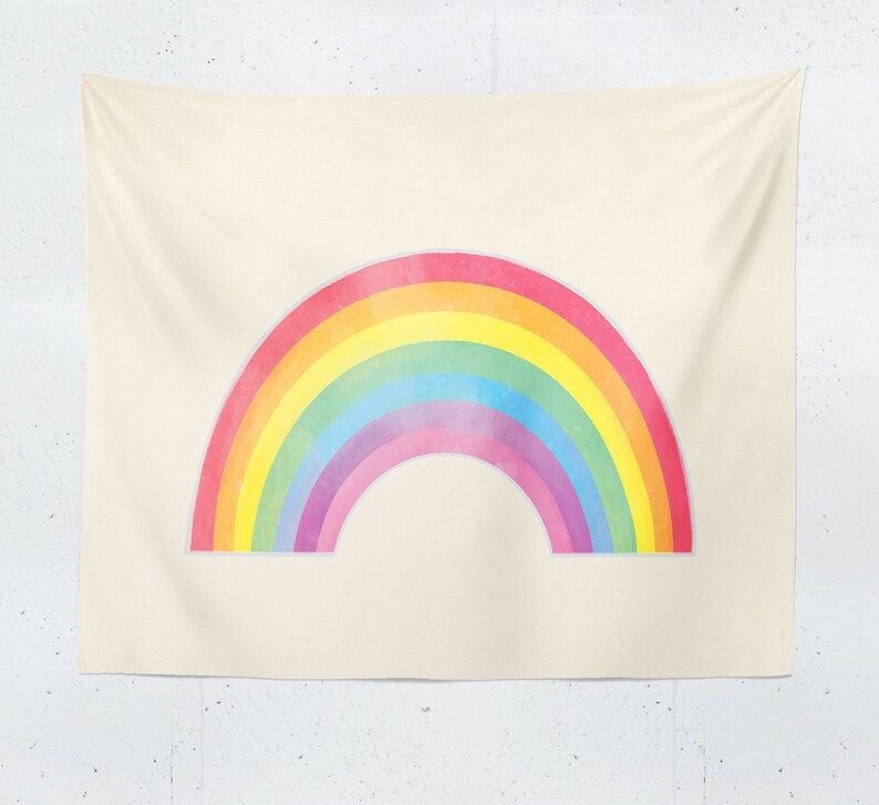 Rainbow Tapestry Rainbow Wall Decor Kids Room Wall Tapestry Etsy