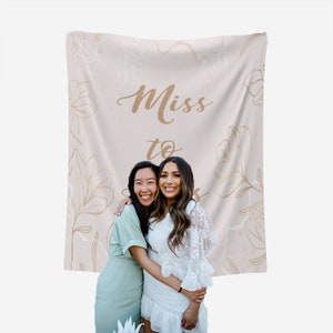 Miss to Mrs Personalized Backdrop, Bridal Shower Sign, Wedding Tapestry, Gold Floral Bridal Shower, Bridal Backdrop
