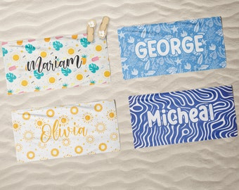 Personalized Kids Beach Towel: Nautical Sun & Waves