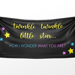 Twinkle Star Gender Reveal Banner: Vibrant Microfiber Backdrop