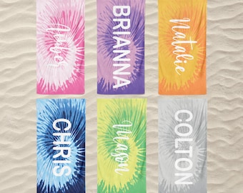 Personalized Tie Dye Beach Towel: Custom Name, Soft Cotton-Poly Blend