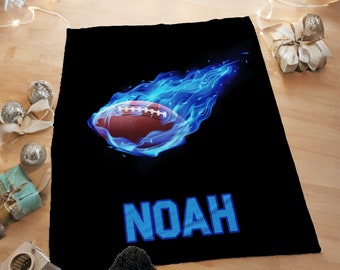 Personalized Football Blanket: Sherpa or Velveteen, Teen Boy Gift