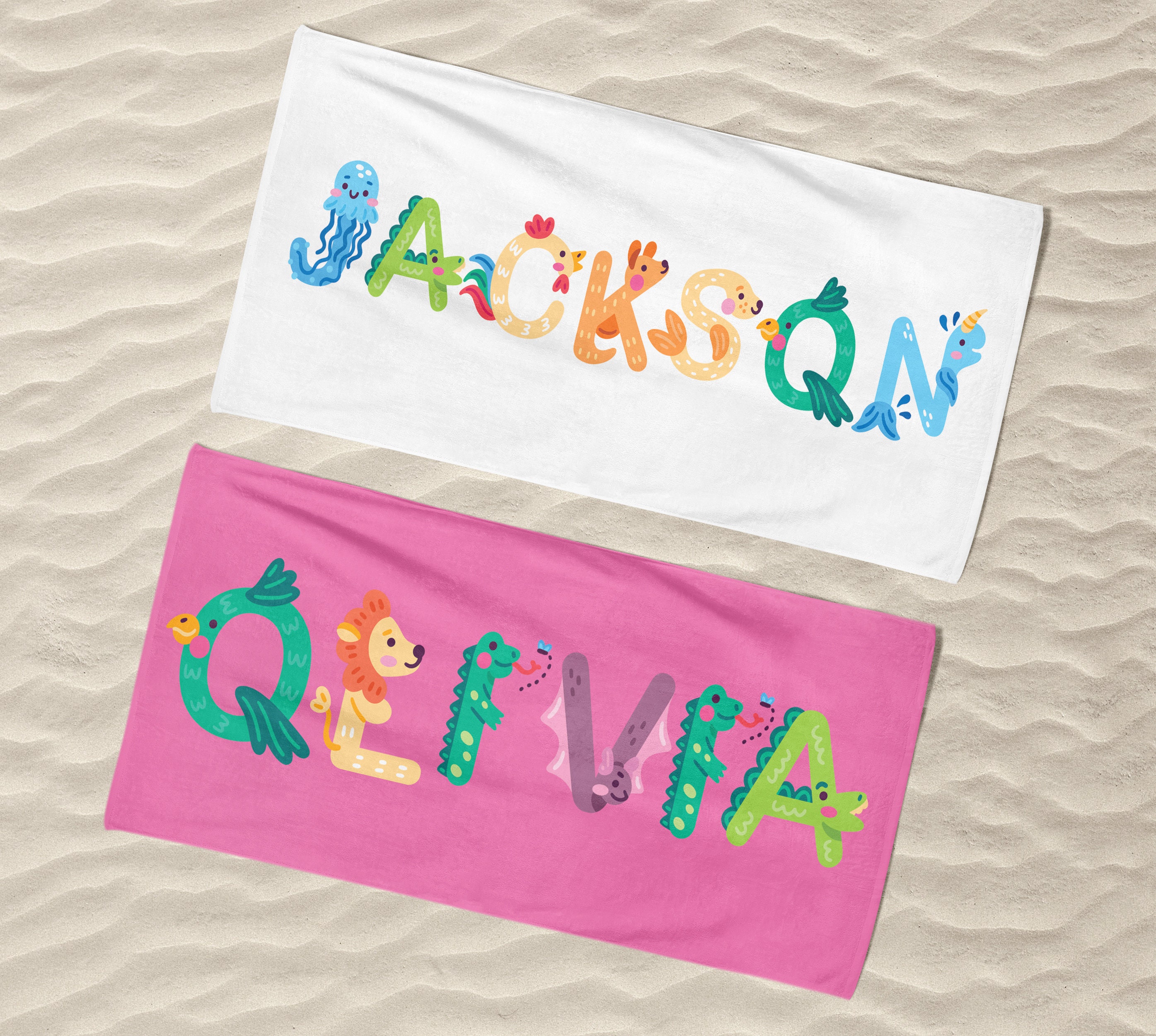 Kids Beach Towels Personalized, Beach Towel with Name, Personalized S…