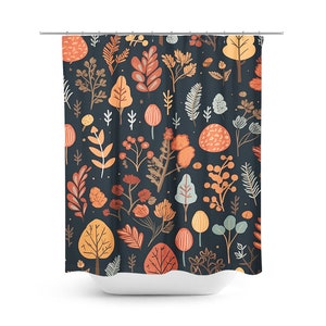 Fall Trees Shower Curtain Bath Mat Set, Fall Bathroom Décor, Fall Colors Shower Curtain, Autumn Shower Curtain