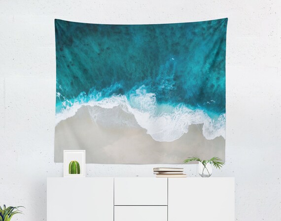 Aerial Beach Tapestry: Ocean View Wall Art
