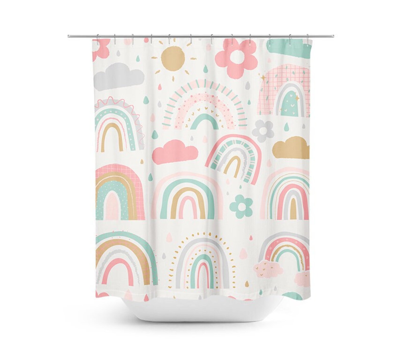 Rainbow Shower Curtain Toddler Infant Baby Fun Rainbow Shower Etsy