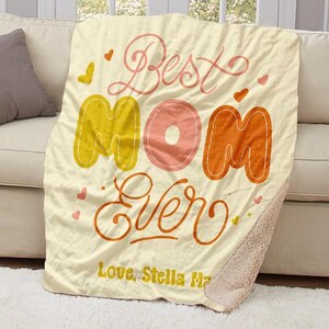 Mom Blanket, Gift for Mom, Mother&#39;s Day or Birthday Gift, Best Mom Ever Gift, Personalized Mothers Day Blanket, Custom Mom Gift from Kids