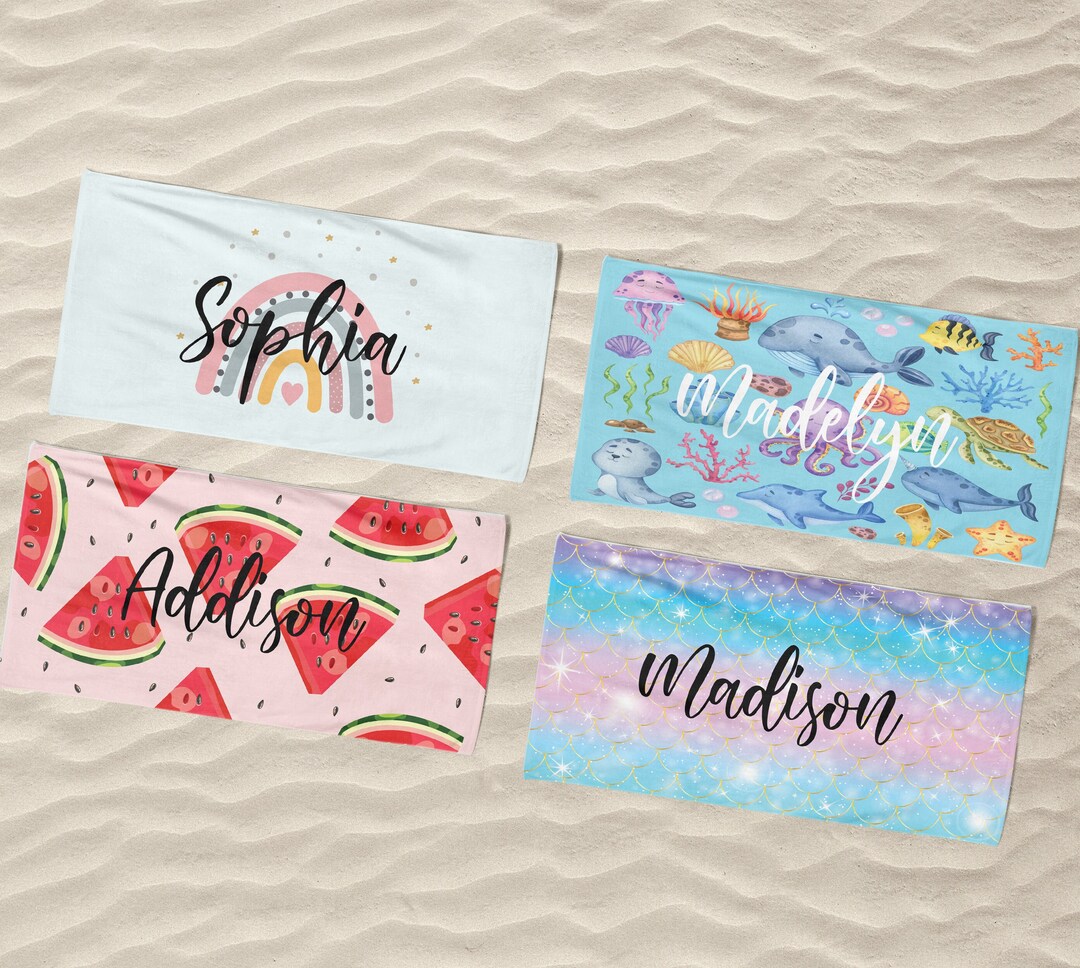 Girls Beach Towels Personalized, Toddler Beach Towel With Name