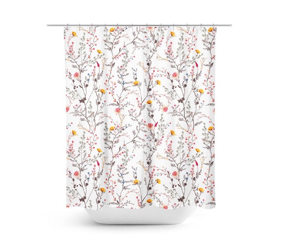 Vintage Flower Shower Curtain Bathroom Set Floral Shower Etsy