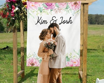 Personalized Wedding Backdrop, Wedding Tapestry for Reception, Wedding Decoration, Custom Wedding Backdrop