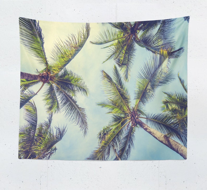 Palm Trees Tapestry Summer Wall Hanging Palm Leaves Beach Etsy