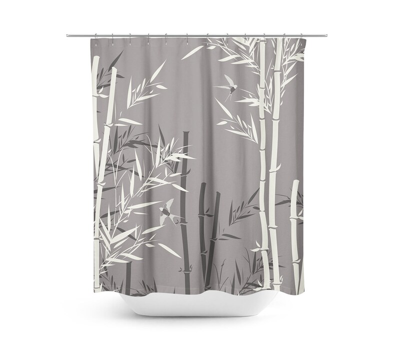 Bamboo Nature Scene Shower Curtain Botanical Natural Garden Etsy
