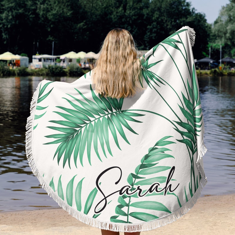 Round Peacock Beach Towel