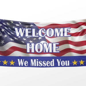 Welcome Home Banner, Army Navy Marines Coming Home Decor, Coming Home Banner, American Flag Banner