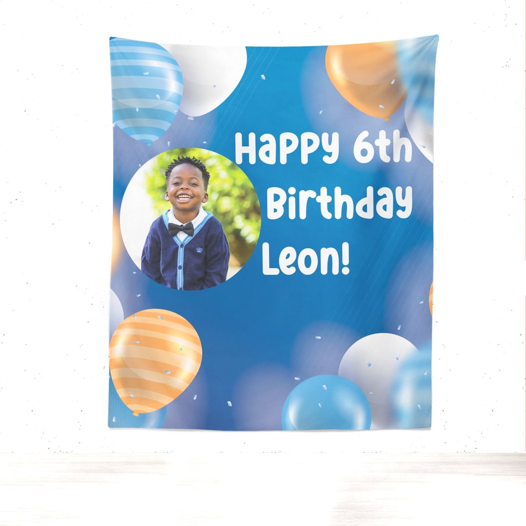 Custom Photo Birthday Backdrop, Boys Birthday Party Backdrop, Birthday