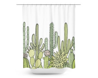 Cactus Shower Curtain Succulents Flower Bathroom Decoration Green Plants