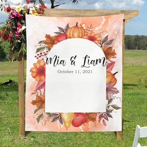 Custom Autumn Wedding Backdrop, Wedding Fall Tapestry for Reception, Fall Wedding Decoration, Custom Autumn Wedding Backdrop