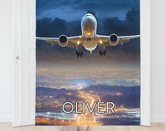 Personalized Airplane Blanket: Pilot Gift, Sherpa or Velveteen