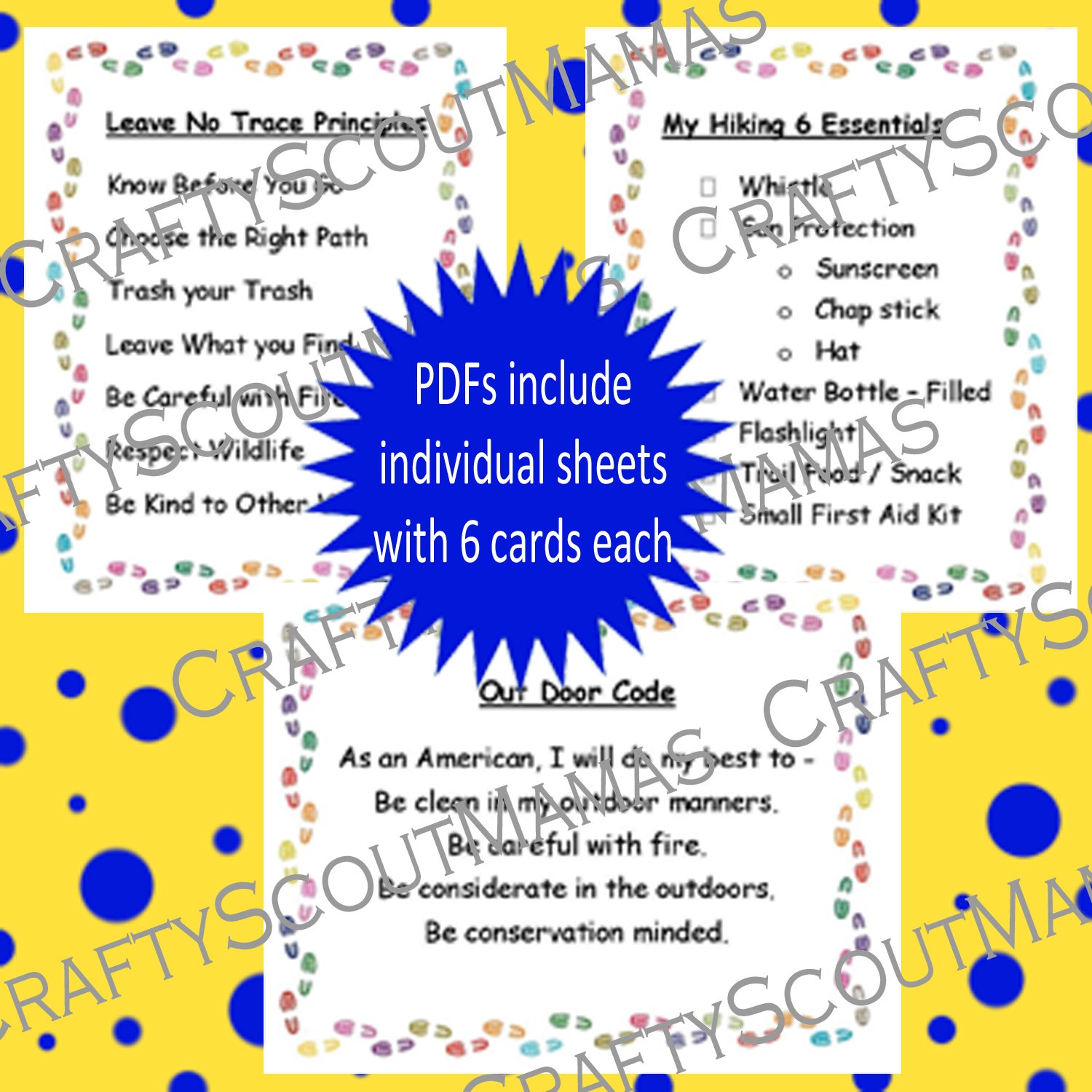Cub Scout Six Essentials, Leave No Trace And Outdoor Code Cards ...