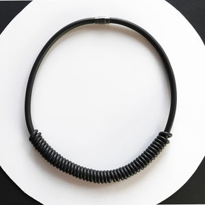 Avant garde rubber necklace with magnetic closure, futuristic rubber necklace, natural vegan jewellery, handmade