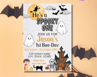 Spooky One Invitation template, Spooky One Birthday, First Birthday, Halloween Invitation, Birthday halloween, Editable Invitation